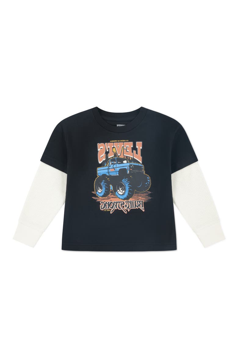 Kids' Monster Truck Graphic 2-Fer T-Shirt, Main, color, JET BLACK