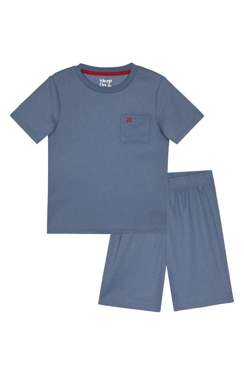 SLEEP ON IT Kids' Waffle Knit Two-Piece Pajamas, Main, color, Navy