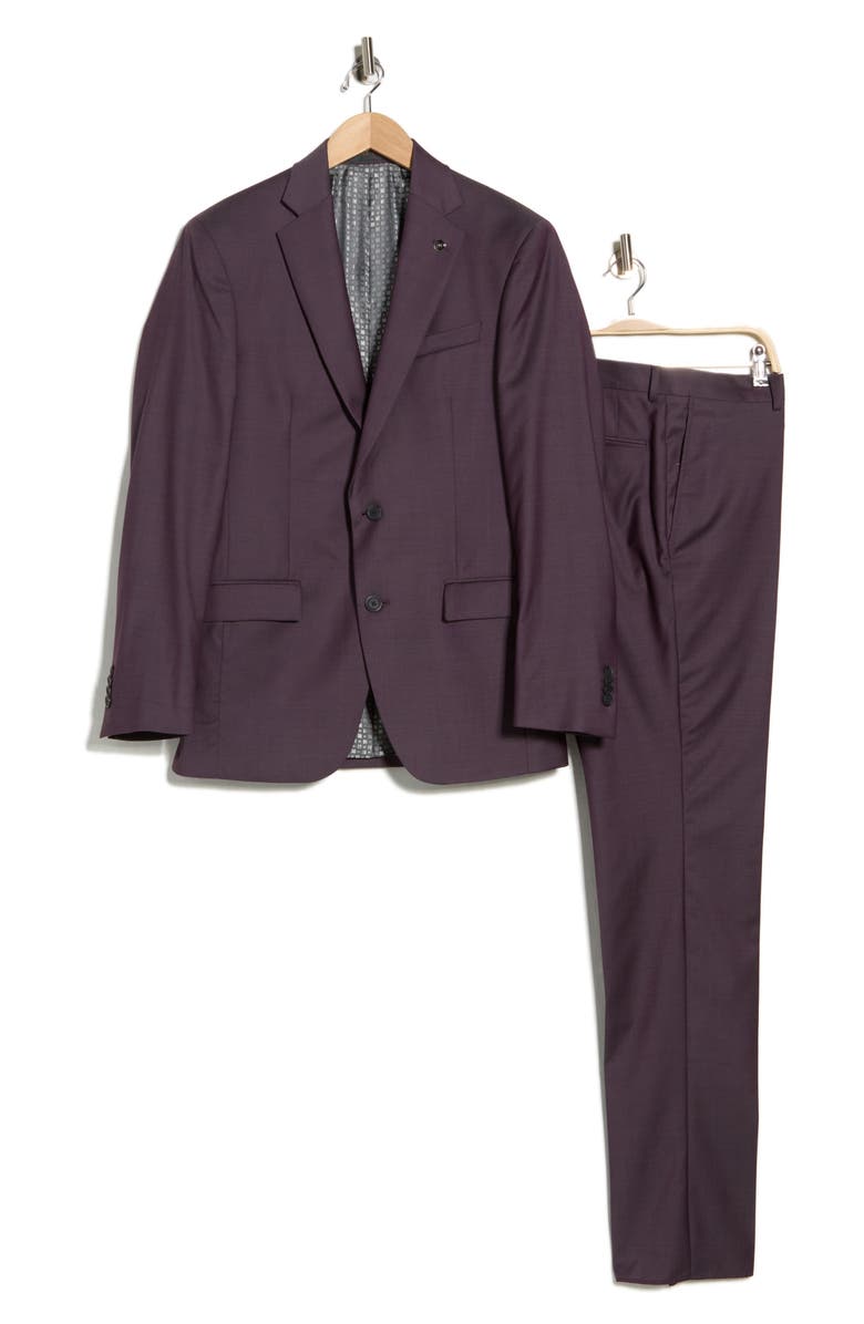 No Ordinary Joe by Ted Baker Jake Burgundy Wool Suit, Alternate, color, Burgundy