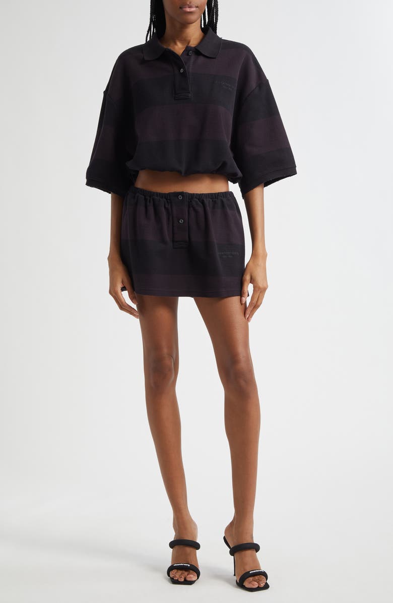 Alexander Wang Deconstructed Polo Miniskort, Alternate, color, Black Overdyed Stripe