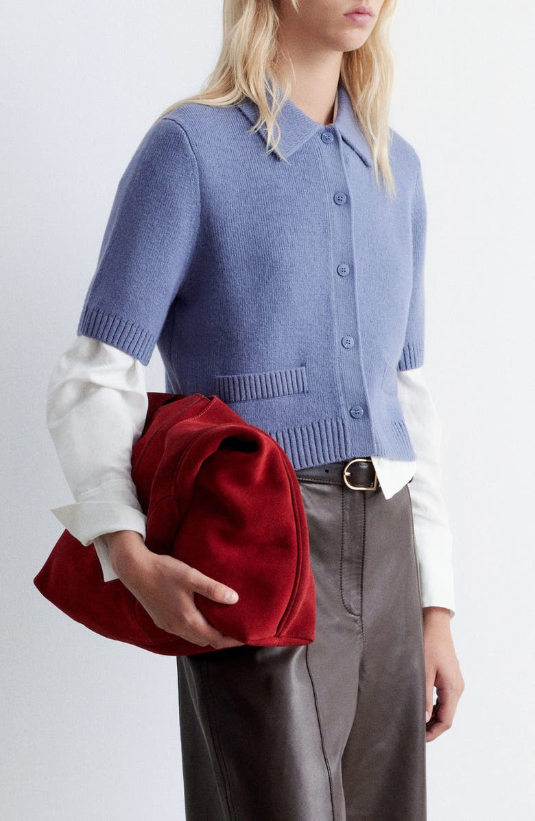 & Other Stories Short Sleeve Wool Blend Cardigan, Alternate, color, Blue Medium Dusty