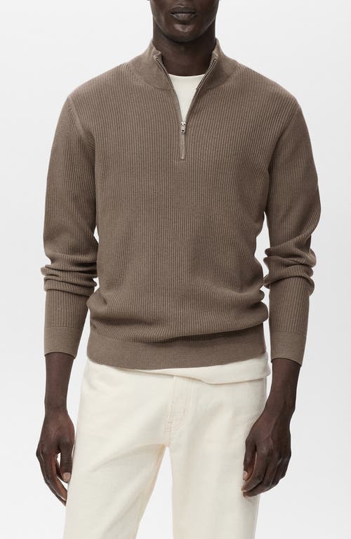 Mango Rib Quarter Zip Sweater In Brown