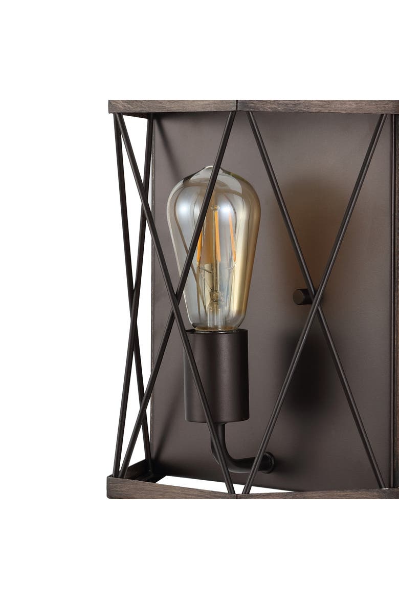 Liam 1-Light Rustic Farmhouse Iron LED Sconce, Alternate, color, Dark Brown/Oil Rubbed Bronze