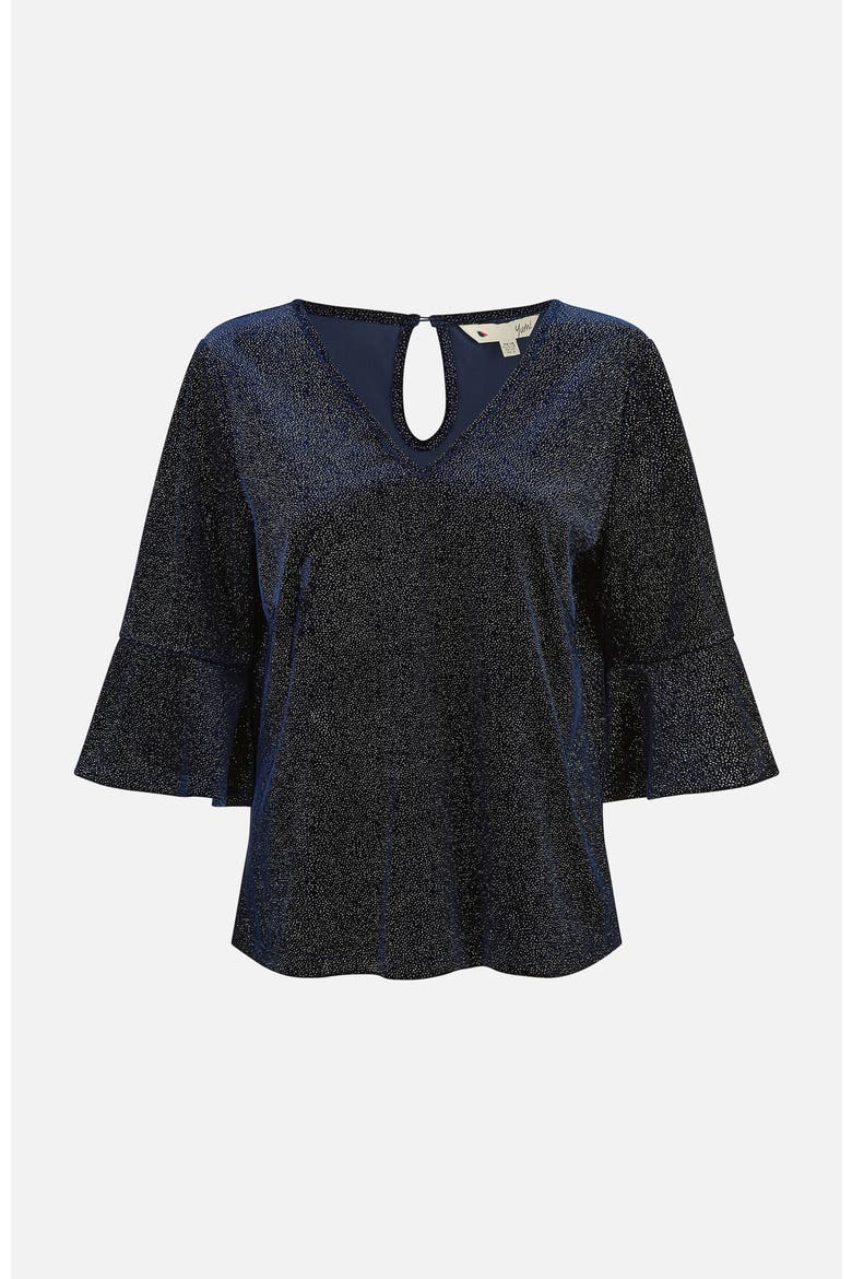 Fluted Sleeve Relaxed Fit Top, Alternate, color, Navy