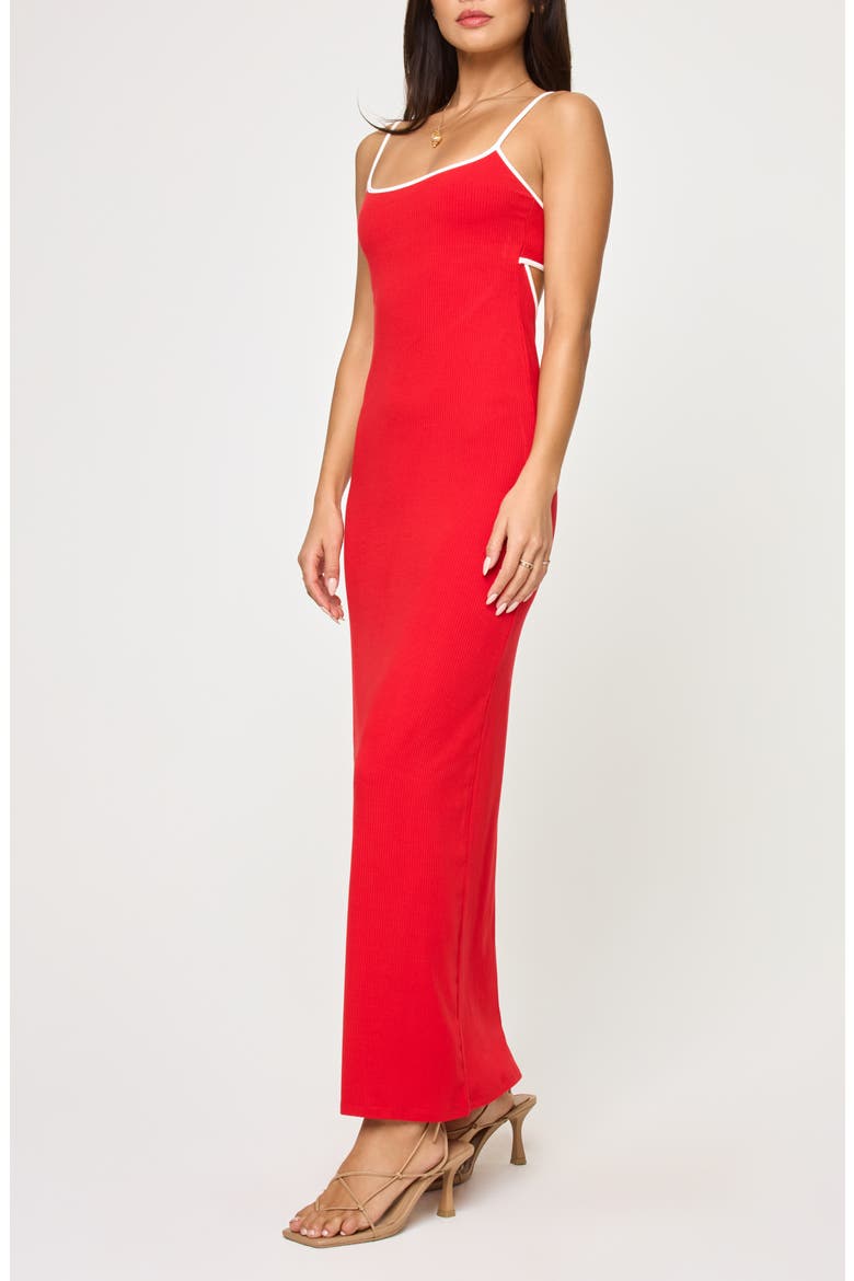 Jordana Rib Cover-Up Maxi Dress, Alternate, color, FLAME/ CREAM