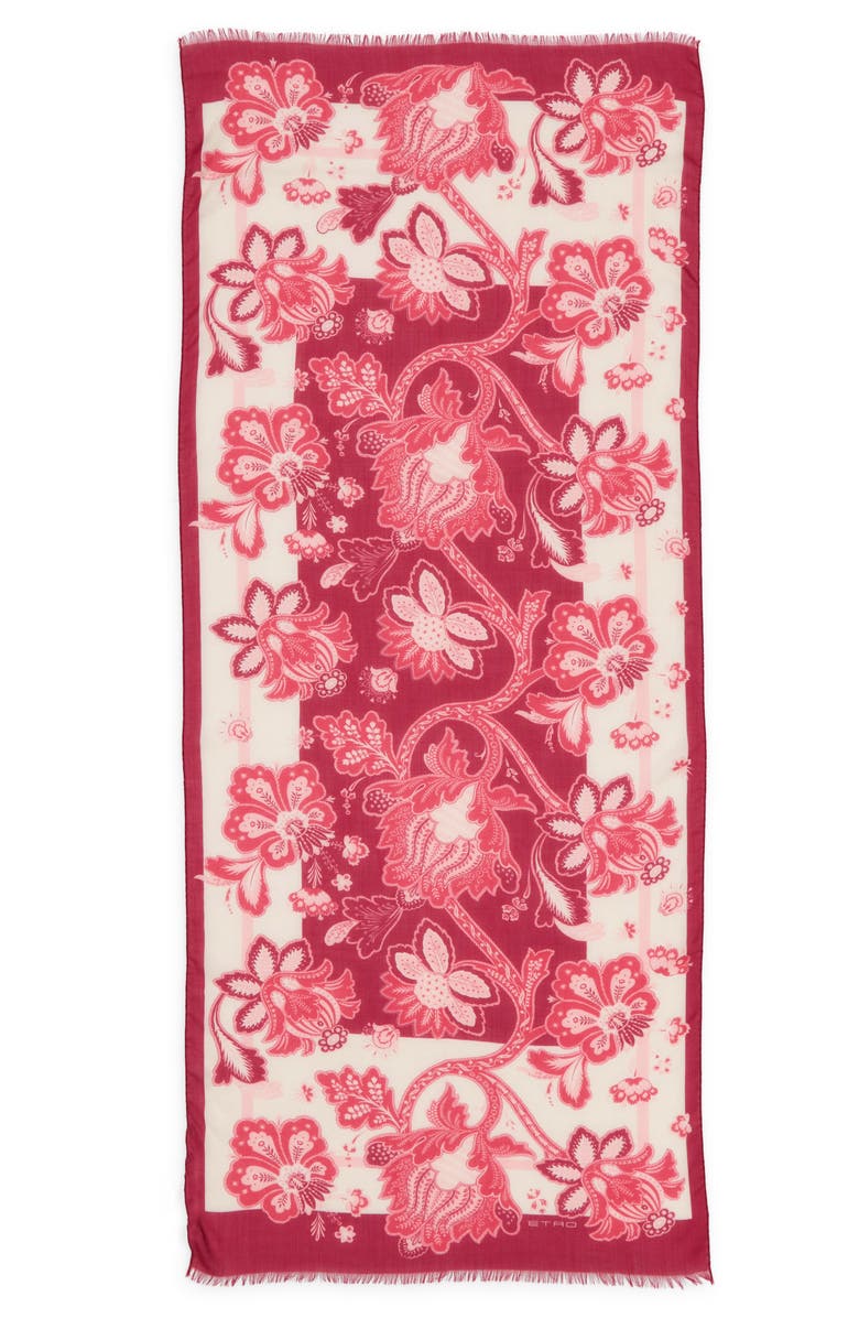Etro Delhy Floral Paisley Cashmere Scarf, Alternate, color, Pink