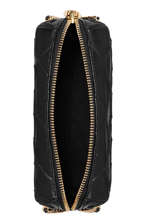 Tory Burch Fleming Black Diamond Quilted Shoulder Bag With Chain-link Shoulder Strap In Leather Woman