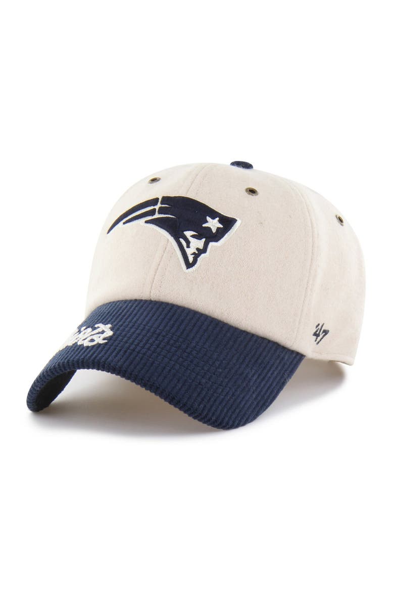 Women's '47 Natural/Navy New England Patriots Rope Script Clean Up Adjustable Hat, Alternate, color, Natural