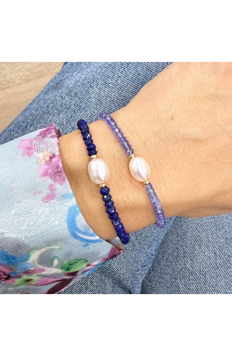 The Lovery Fine Jewelry Tanzanite Bead Pearl Bracelet, Alternate, color, Tanzanite