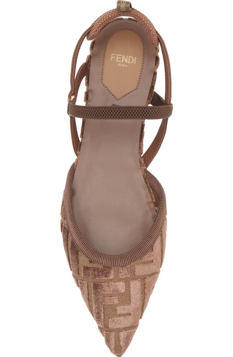 Fendi Colibrì Lite Pointed Toe Slingback Flat, Alternate, color, Brown