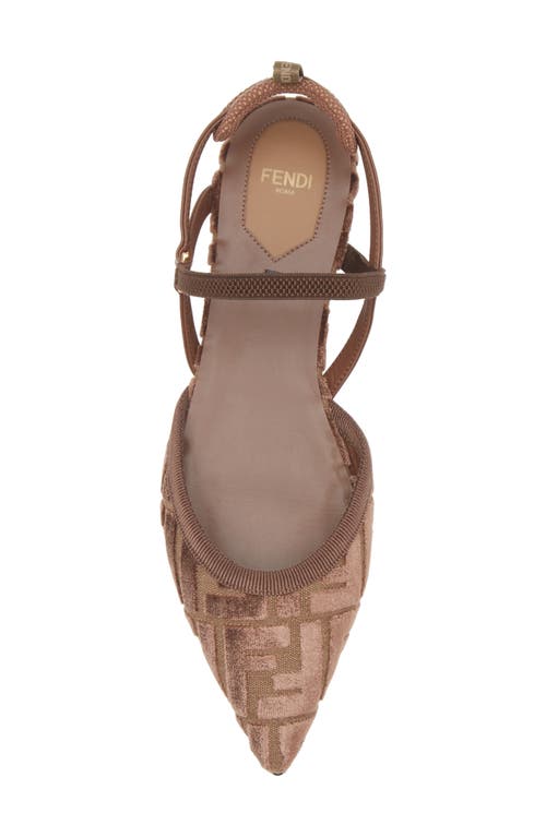 Fendi Women 'colibrì Lite' Brown Flat Slingback With All-over Ff Motif In Cotton Woman In Multi