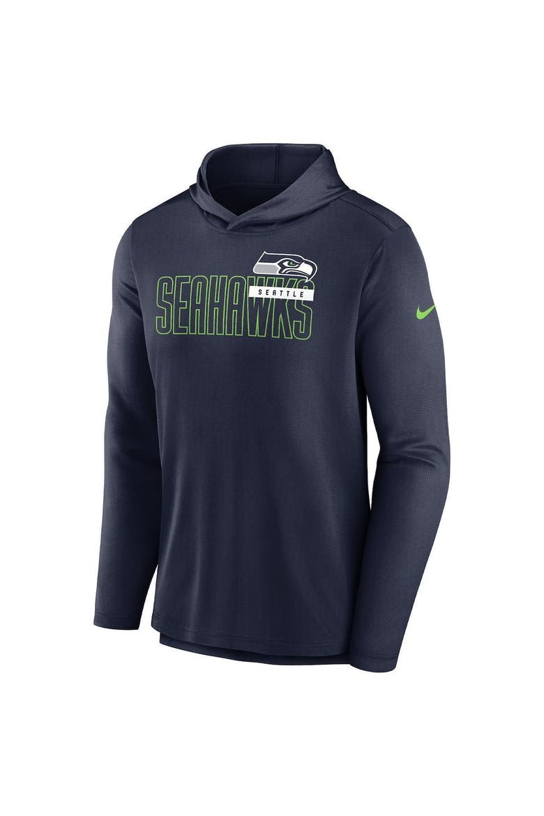 Men's Nike Navy Seattle Seahawks Lightweight Performance Hooded Long Sleeve T-Shirt, Alternate, color, Navy