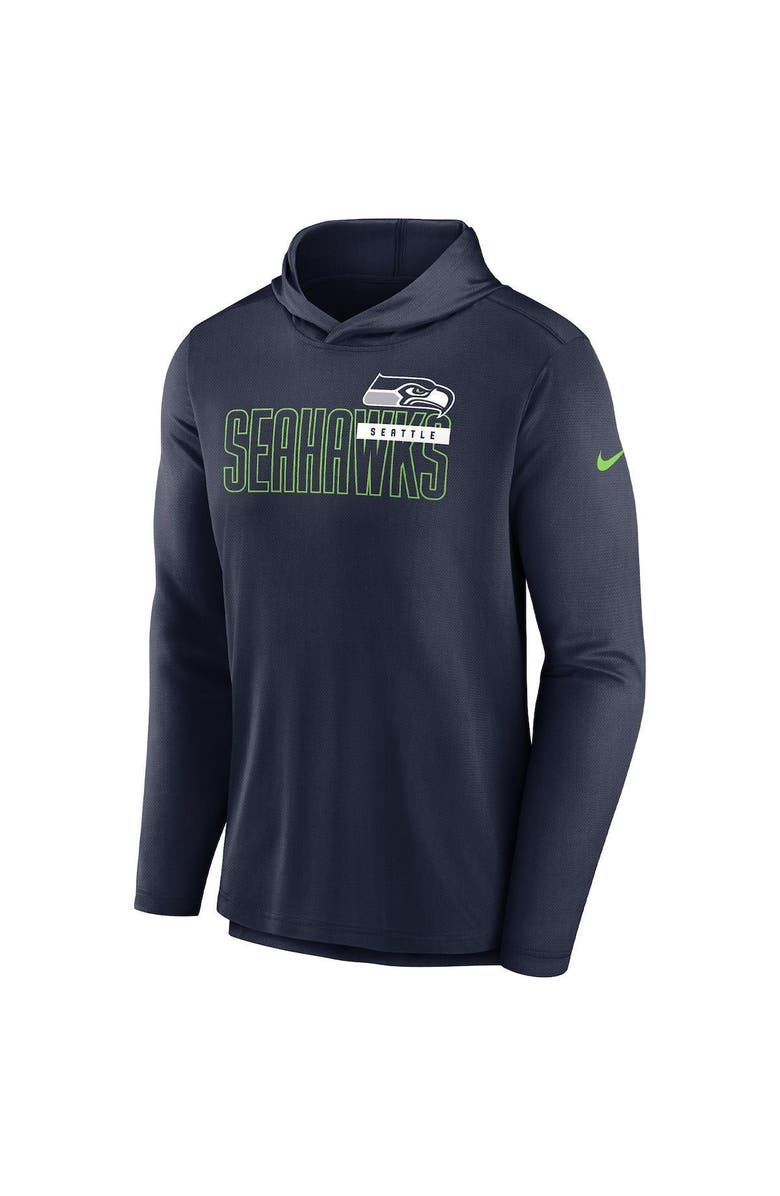Nike Men's Nike Navy Seattle Seahawks Lightweight Performance Hooded Long Sleeve T-Shirt, Alternate, color, Navy