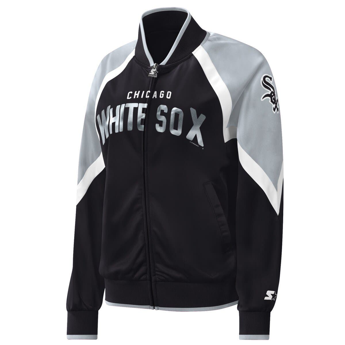 Women's Starter Black Chicago White Sox Touchdown Raglan Full-Zip Track Jacket - image 2
