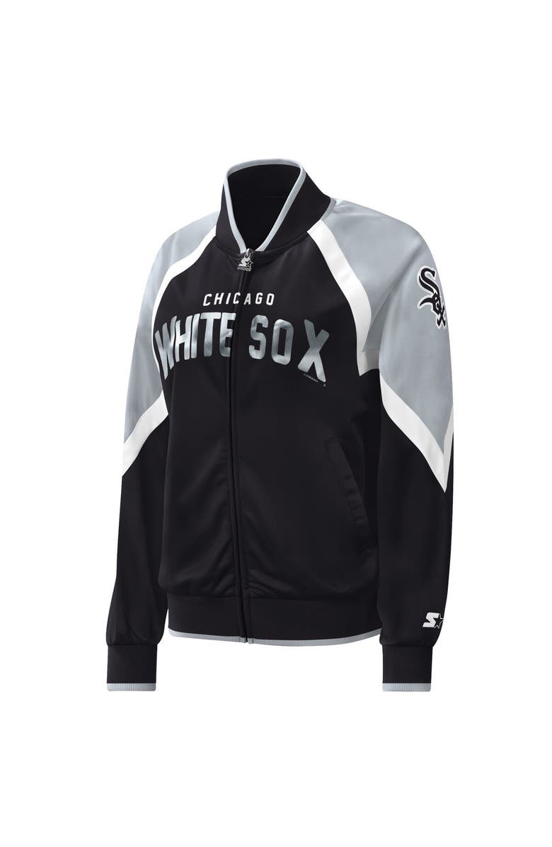 STARTER Women's Starter Black Chicago White Sox Touchdown Raglan Full-Zip Track Jacket, Alternate, color, Black