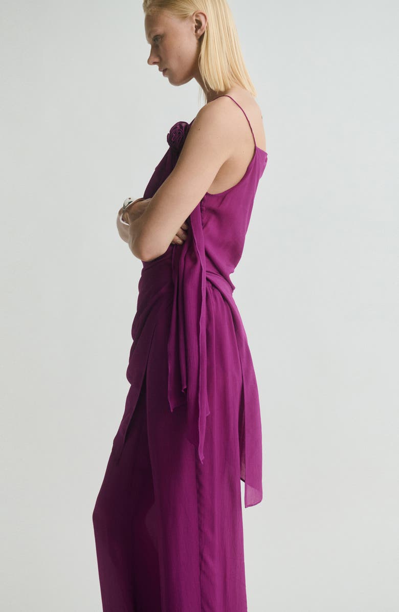 MANGO Satin Straight Leg pants, Alternate, color, Purple