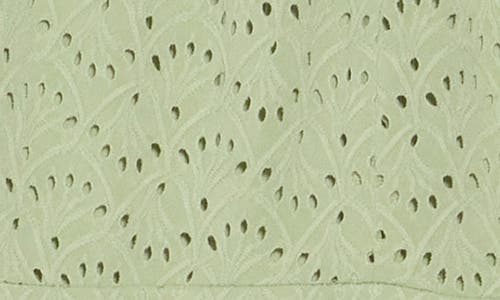 London Times Keyhole Embroidered Eyelet Fit & Flare Dress In Light Green
