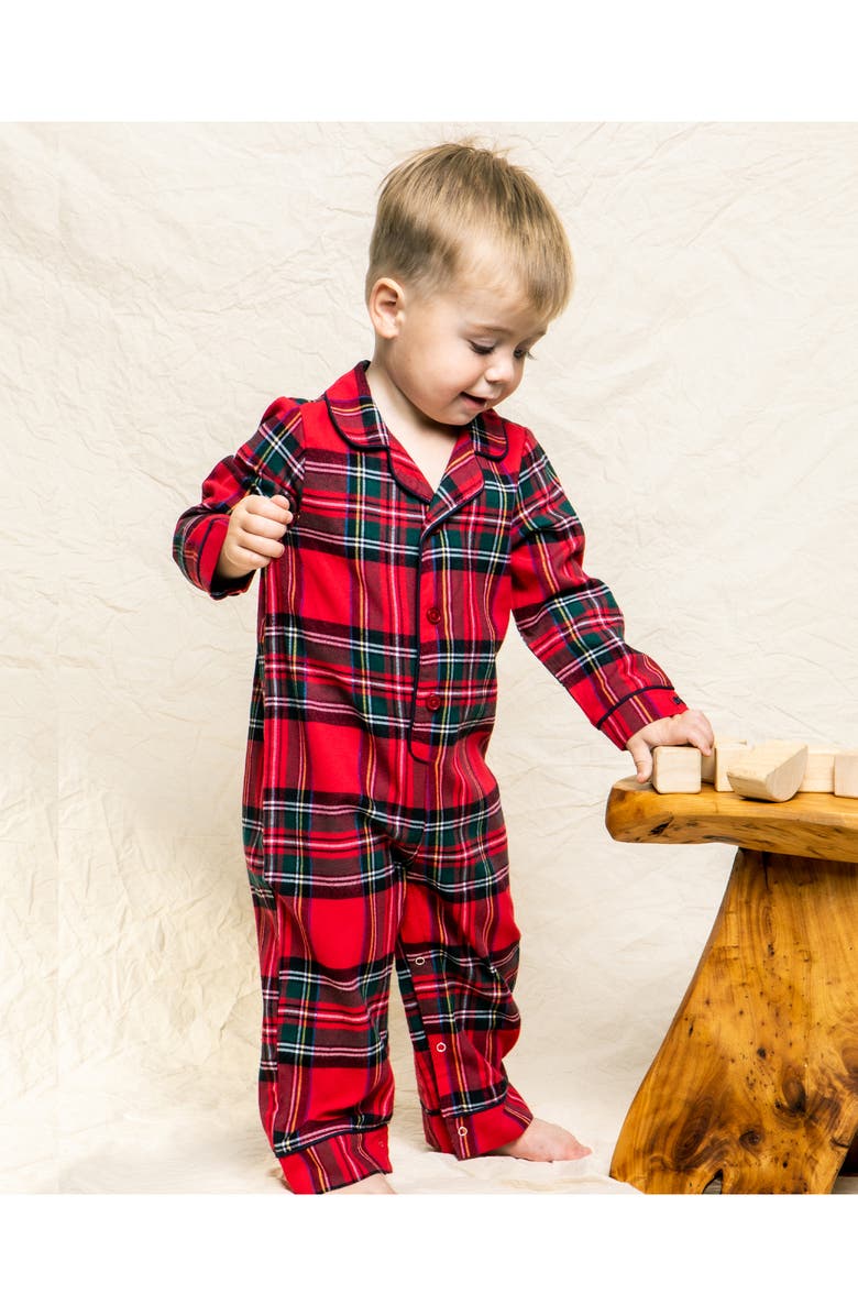 Petite Plume Imperial Tartan Flannel One-Piece Pajamas, Alternate, color, Red