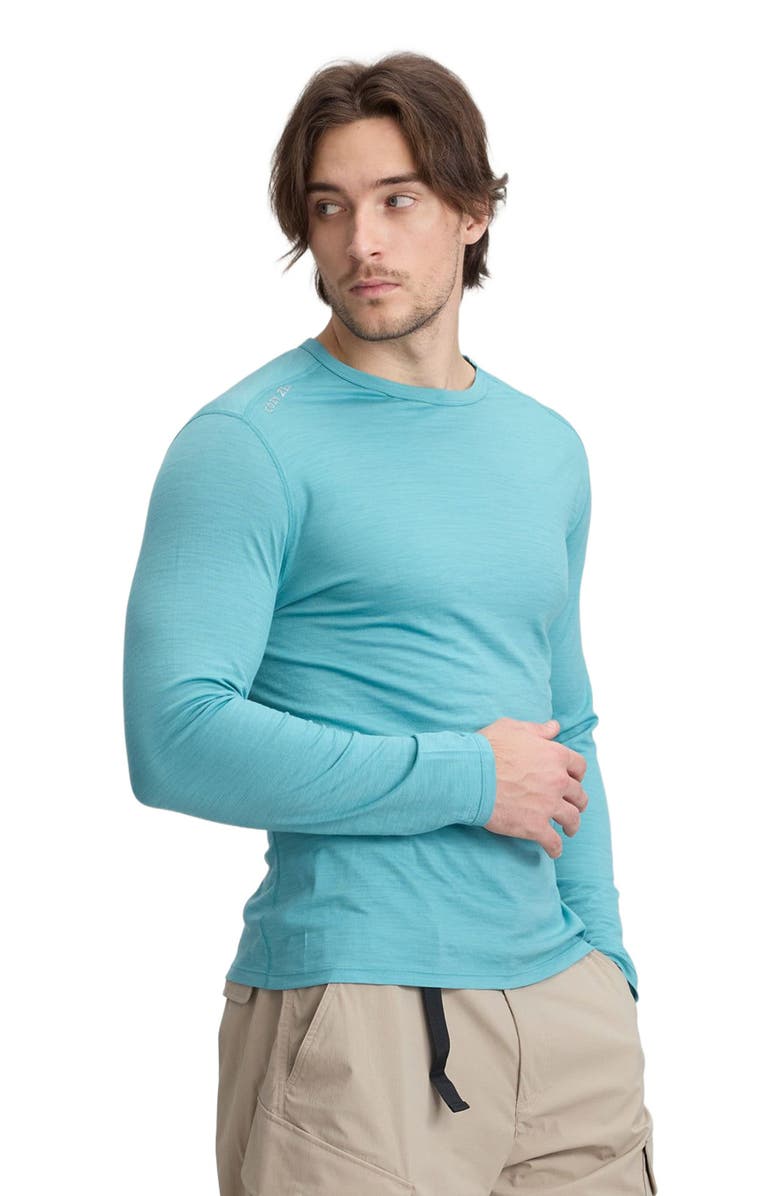COZY ZERO Men
s 100% Merino Classic L/S Crew, Alternate, color, Dusty Turqoise