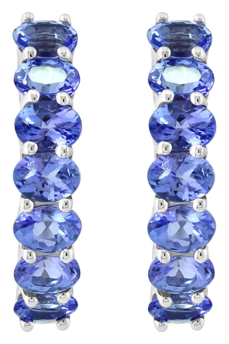 Sterling Silver Tanzanite Hoop Earrings, Alternate, color, PURPLE
