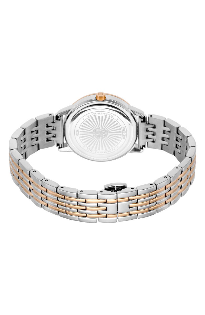 Roberto Cavalli Mother-of-Pearl Dial Bracelet Watch, 32mm, Alternate, color, Two Tone Silver & Rose Gold