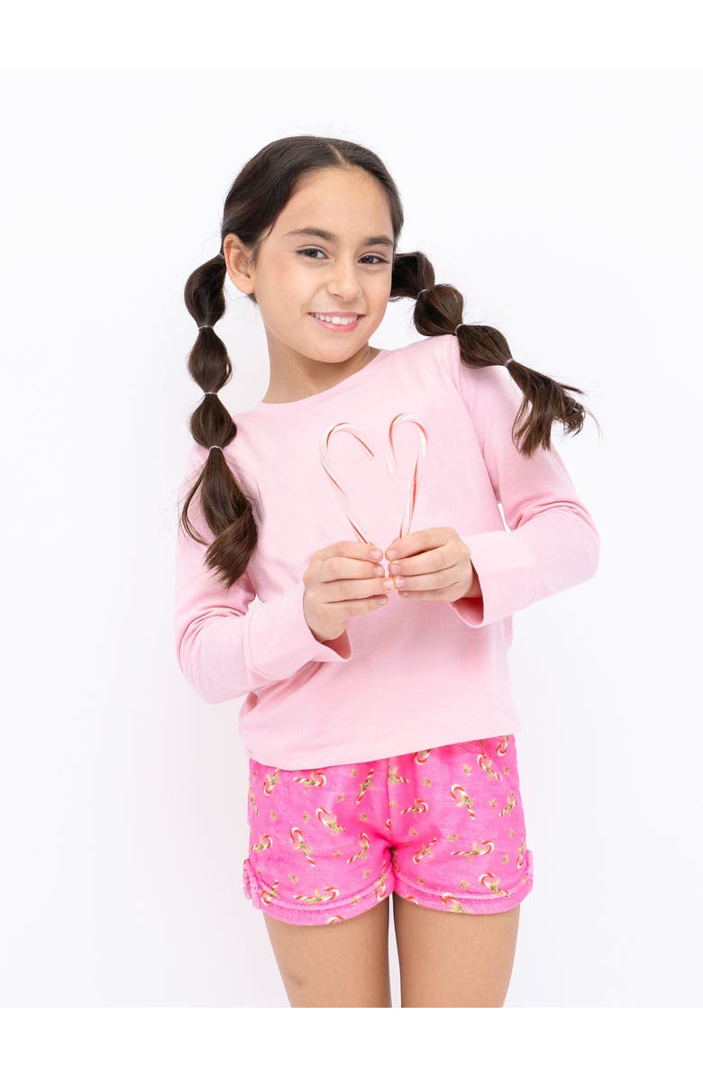 Preppy Goose Plush Candy Cane loungewear Shorts, Main, color, Pink