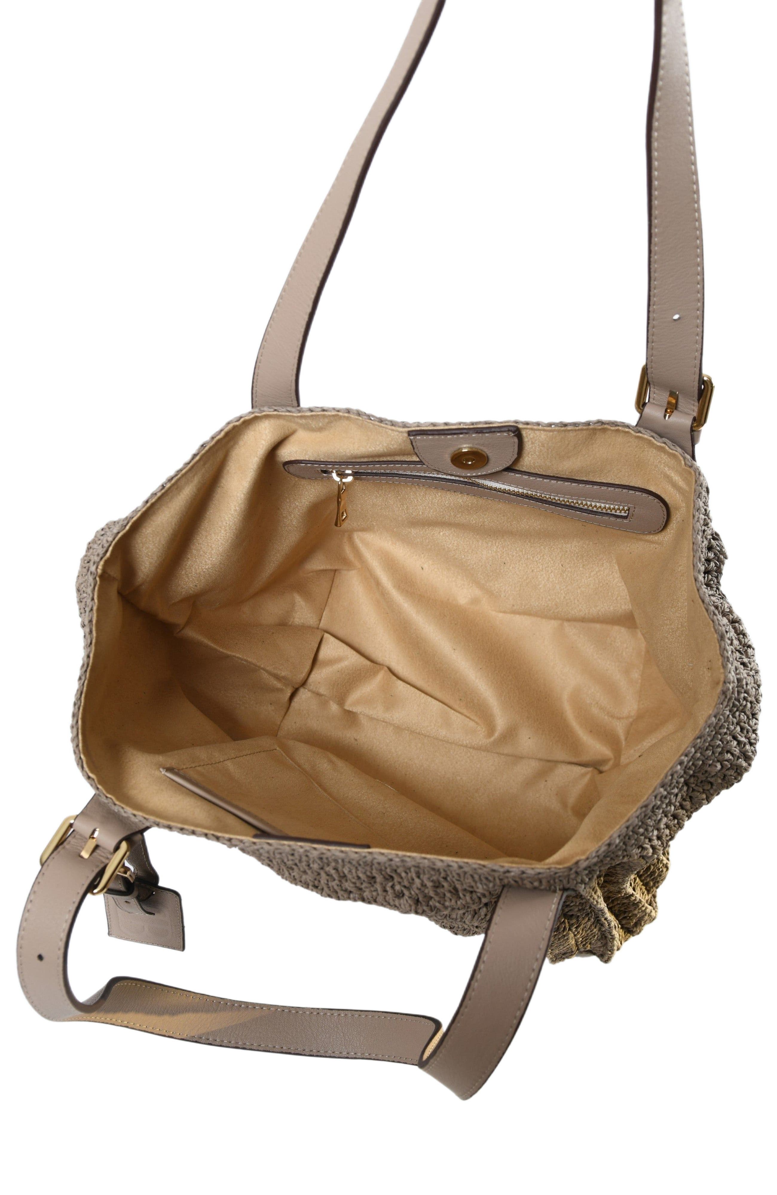 Forever & Always Shoes Giorgia Hand Woven Shoulder Bag with Leather Straps, Alternate, color, Mink Color