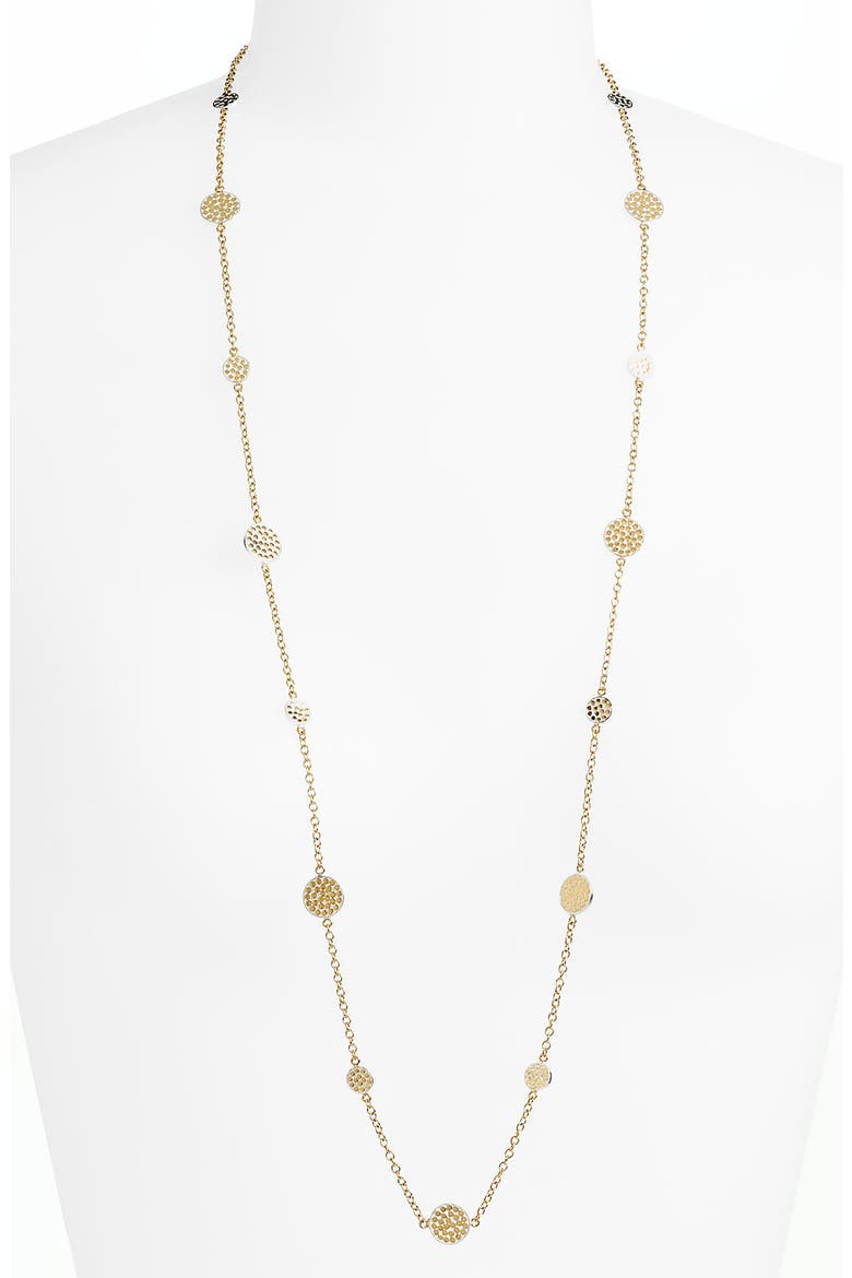 'Bali' Long Strand Disc Necklace, Main, color, Sterling Silver/ Gold