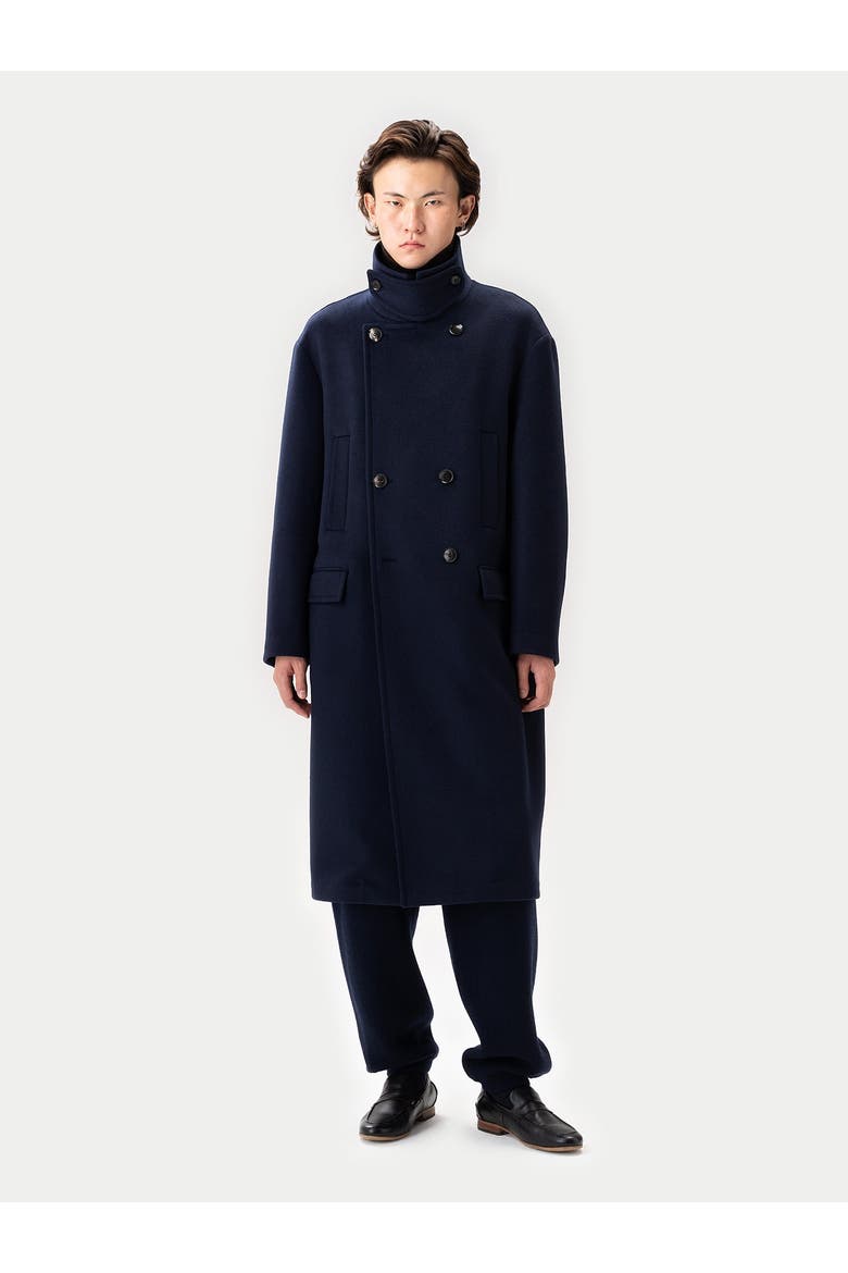 Unisex Cashmere Trench Coat, Alternate, color, navy blazer