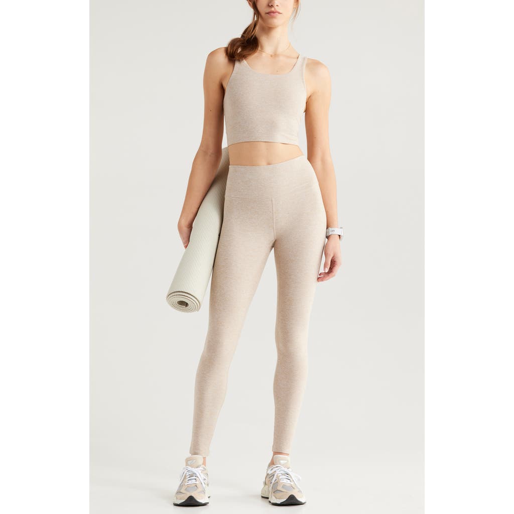 Zella Renew Mélange High Waist Leggings In Tan Thread Melange