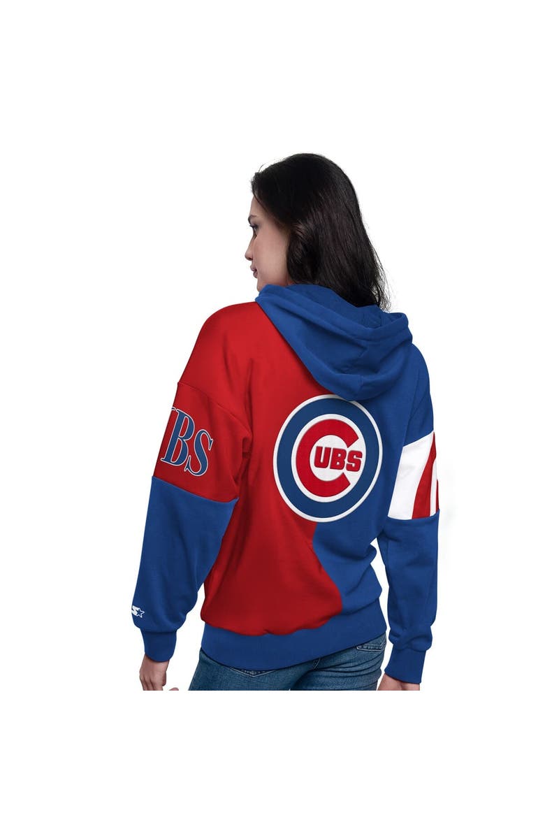 STARTER Women's Starter Royal/Red Chicago Cubs Curve Ball Full Zip Hoodie Sweatshirt, Alternate, color, 