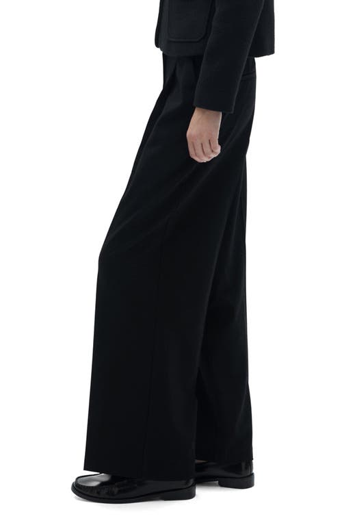 Mango Pleated Wide Leg Pants In Black