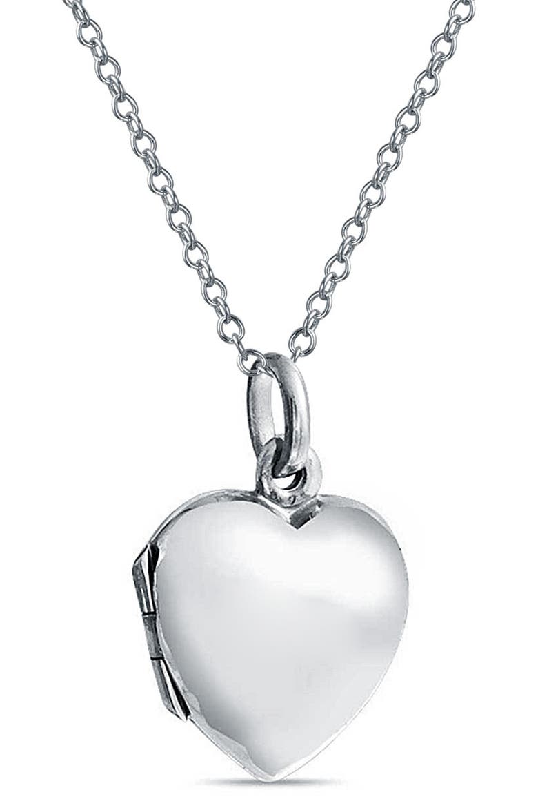 Sweet 16 Rhodium Plated Sterling Silver Engraved Heart Locket Necklace, Alternate, color, SILVER