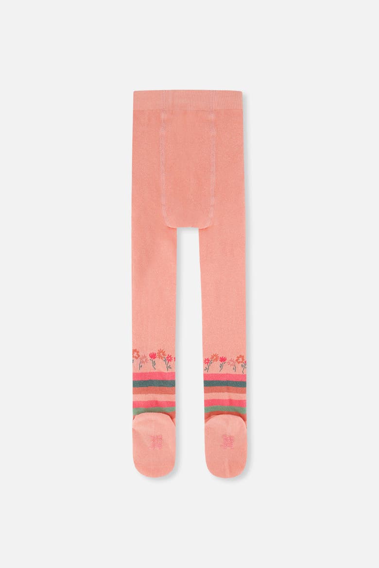 Knitted Floral Stripe Ankle Tights, Alternate, color, Very Pale Pink and Green