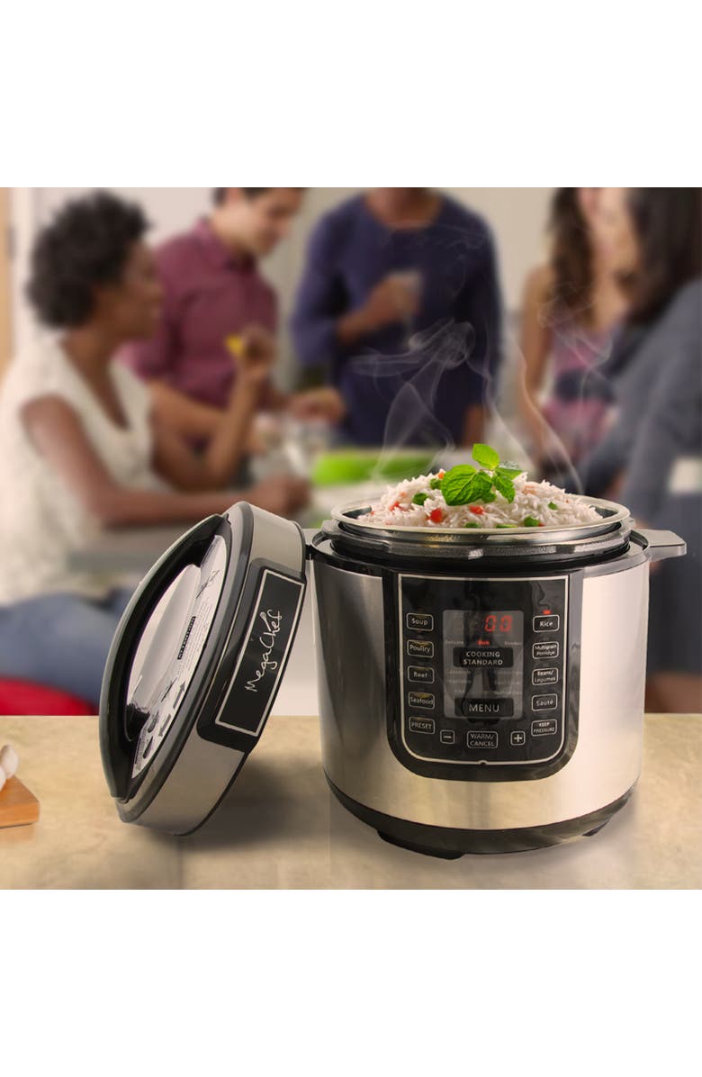 Megachef 6 Quart Digital Pressure Cooker with 14 Pre-set Multi Function Features, Alternate, color, Grey