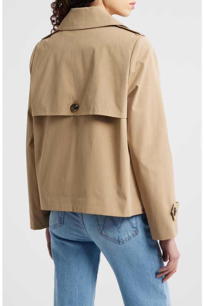 Water Resistant Double Breasted Short Trench Coat, Alternate, color, BRITISH KHAKI
