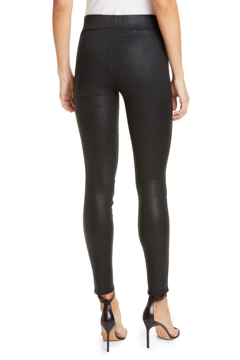 Rochelle Coated High Waist Pull-On Skinny Jeans, Alternate, color, BLACK COATED