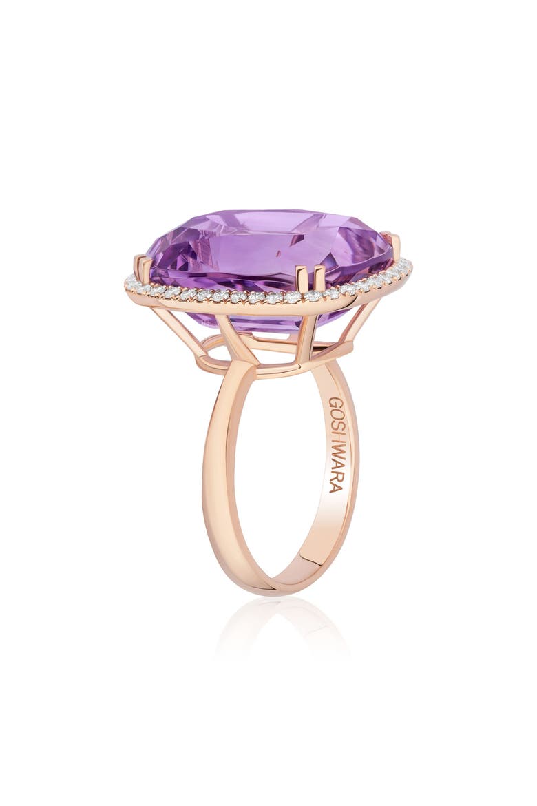 Gossip Cushion Cut Blue Topaz & Diamond Cocktail Ring, Alternate, color, AMETHYST