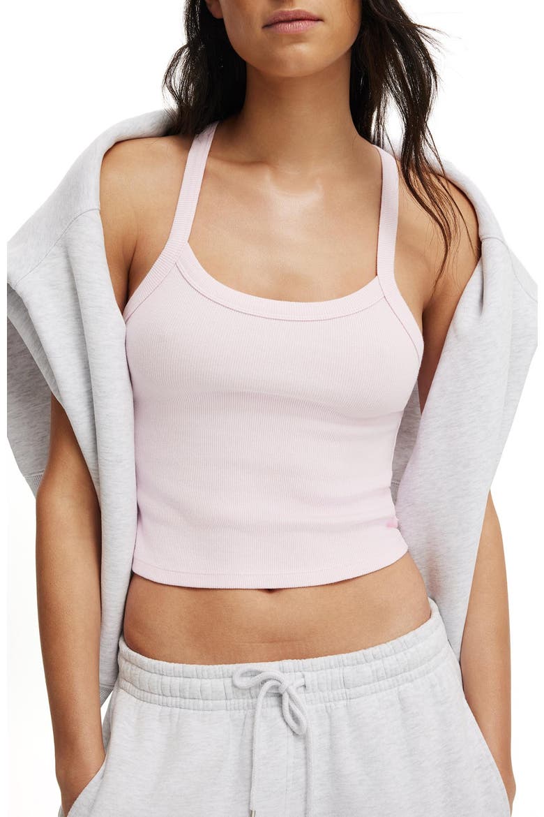 Women's Active Rib T-Bar Cropped Tank, Alternate, color, Cherry Dream