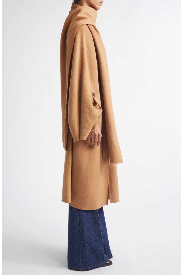 Valiant Wool Blend Coat with Scarf, Alternate, color, CAMEL