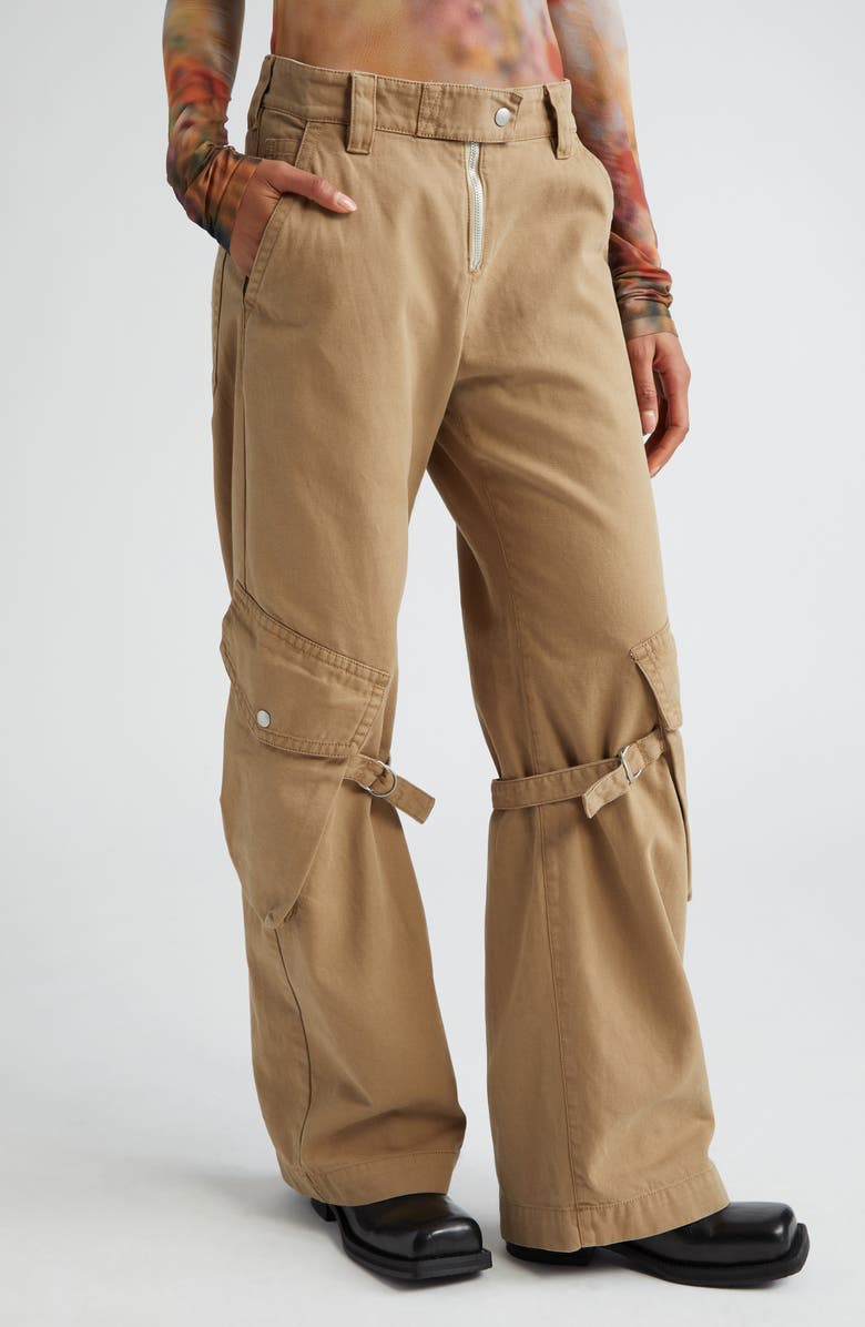 Acne Studios Potinal Cotton Canvas Cargo Pants, Alternate, color, Cold Beige