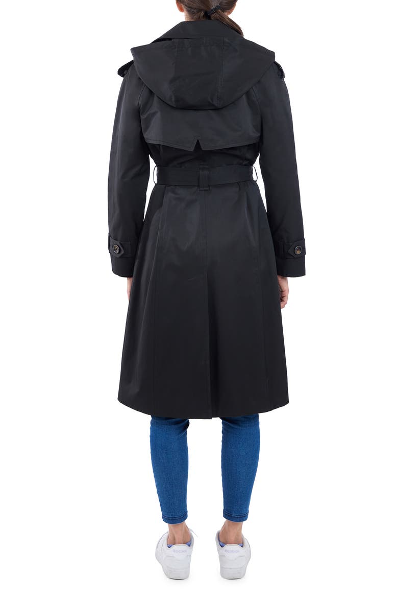 Cotton Blend Trench, Alternate, color, BLACK