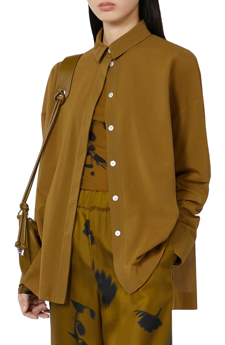 MM by Max Mara Effetto Floral Print Long Sleeve Shirt, Alternate, color, Olive Green