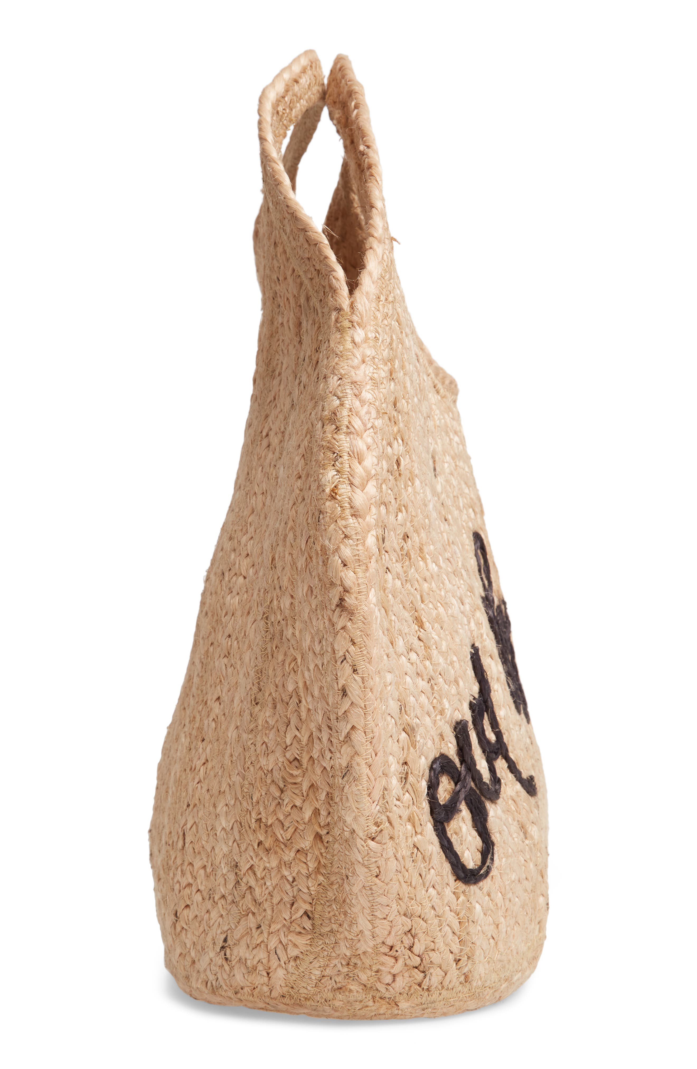 Out of Office Embroidered Jute Tote, Alternate, color, NATURAL