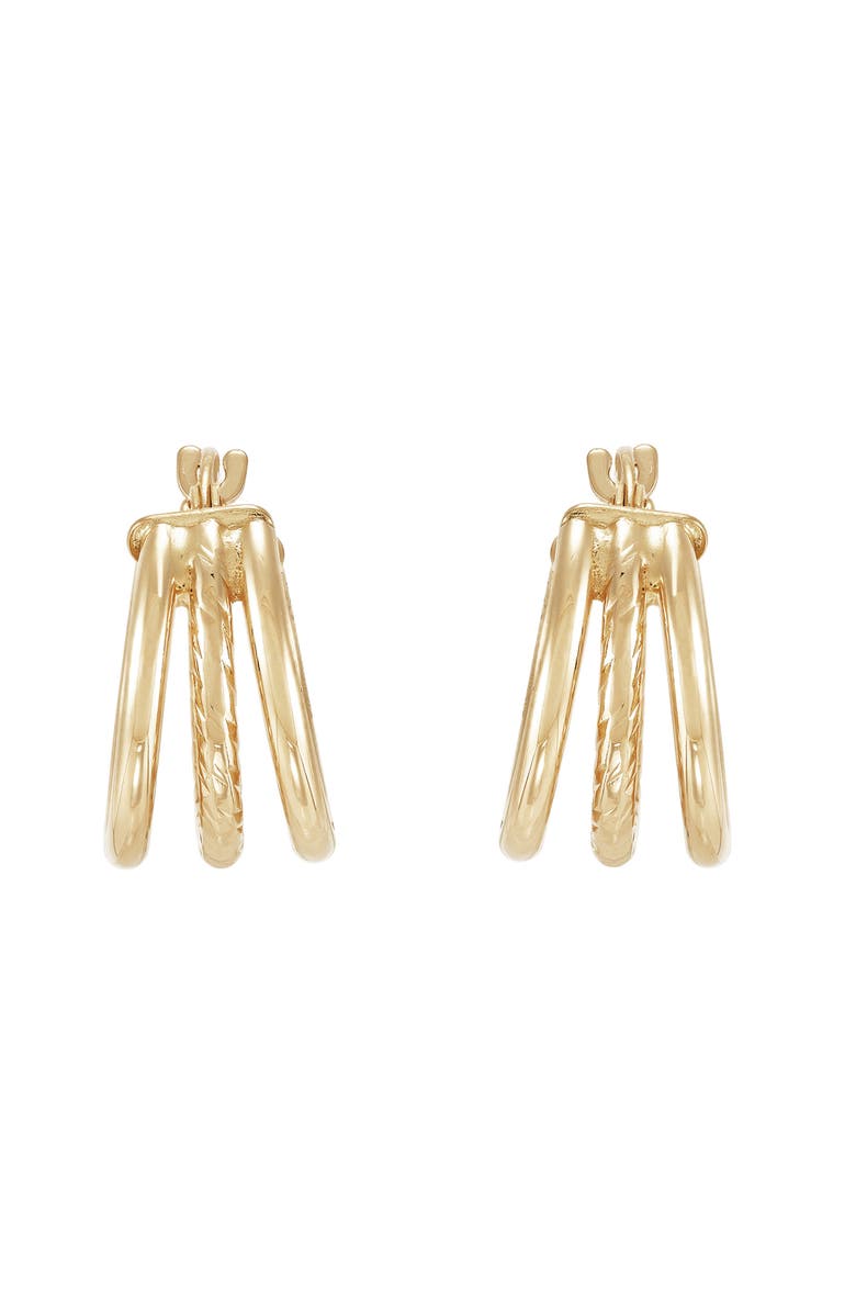 Frankie & Zoe Triple Tube Hoop Earrings, Alternate, color, Yellow Gold