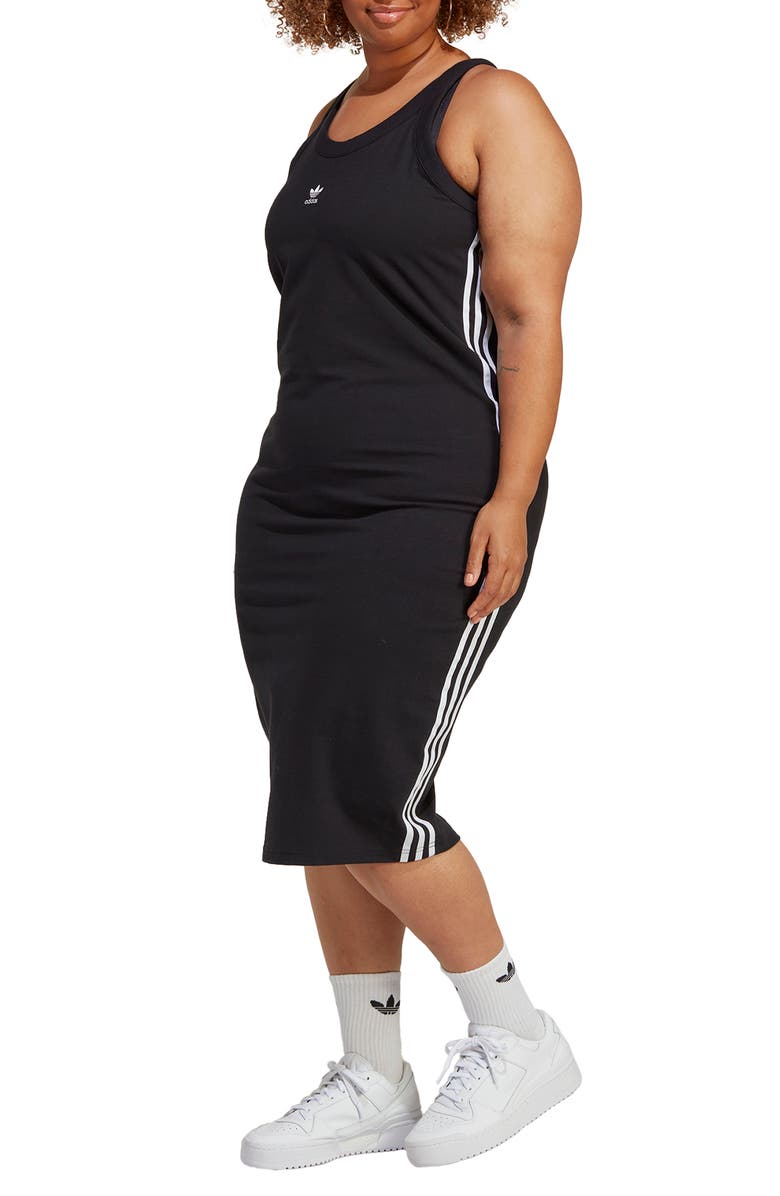 adidas Lifestyle 3-Stripes Body-Con Tank Midi Dress, Main, color,