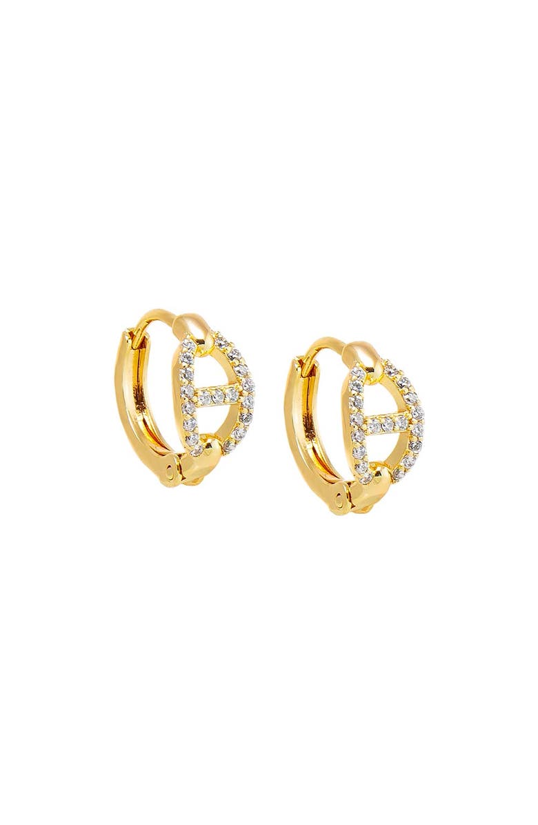 BY ADINA EDEN Pave Mariner Motif Huggie Earring, Main, color, Gold