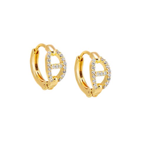 Pave Mariner Motif Huggie Earring