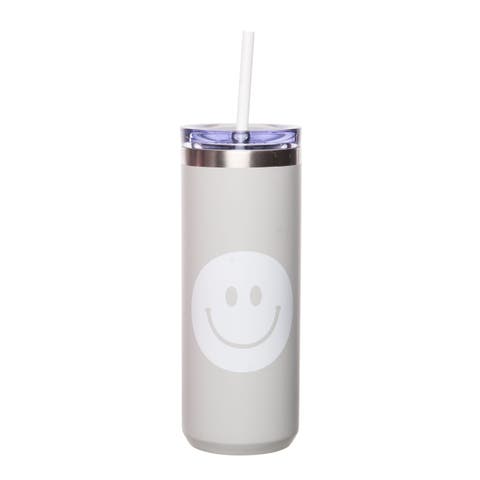 Smiley Tumbler w/ Straw Metal Clear 18 oz