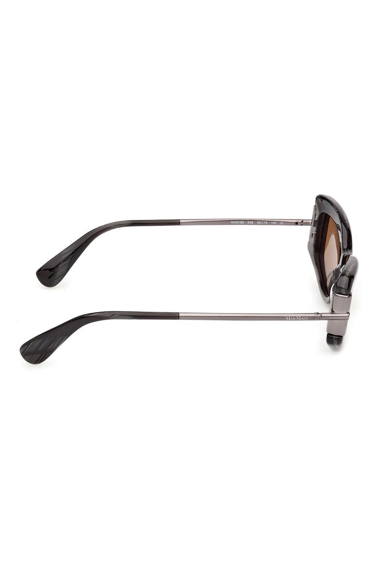 52mm Cat Eye Sunglasses, Alternate, color, BLACK HORN / GUNMETAL / BROWN